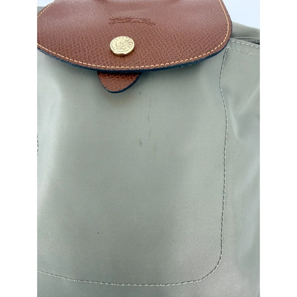 Longchamp Le Pliage Backpack Taupe Brown Nylon Leather Trim L1621619P55